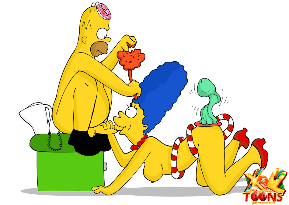Food Cartoon Porn - Marge knows that nothing turns on Homer as bad as food, so she gets some  candy and donuts to turn him on - Hentai Tube